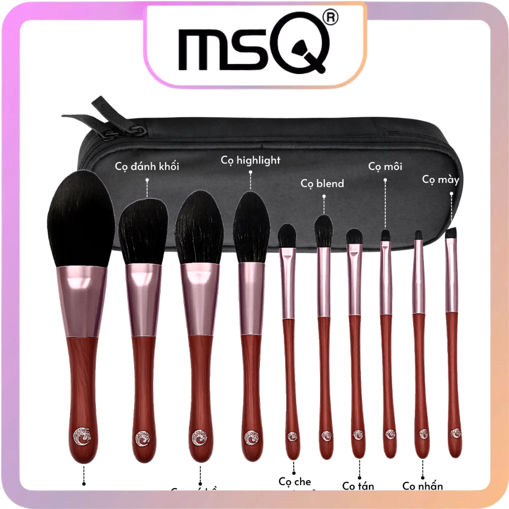 Bộ Cọ Makeup Cá Nhân Cao Cấp MSQ Milk Coffee Brush Set 15 Cây Kèm Túi Da
