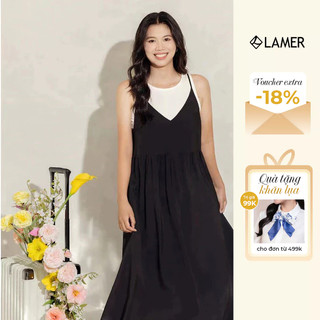 Đầm nữ maxi 2 dây nhún eo nữ tính VIEN TRAN V63M24H012