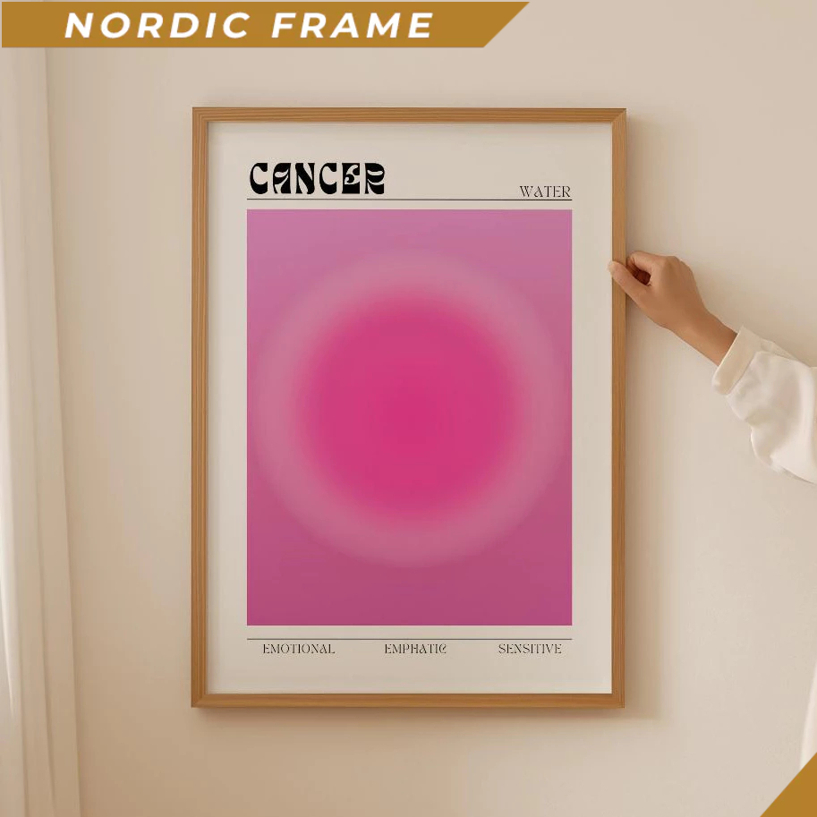Tranh treo tường, Pink Cancer Aura Zodiac Poster- Aesthetic Astrology Gifts, Manifestation Cancer Pr