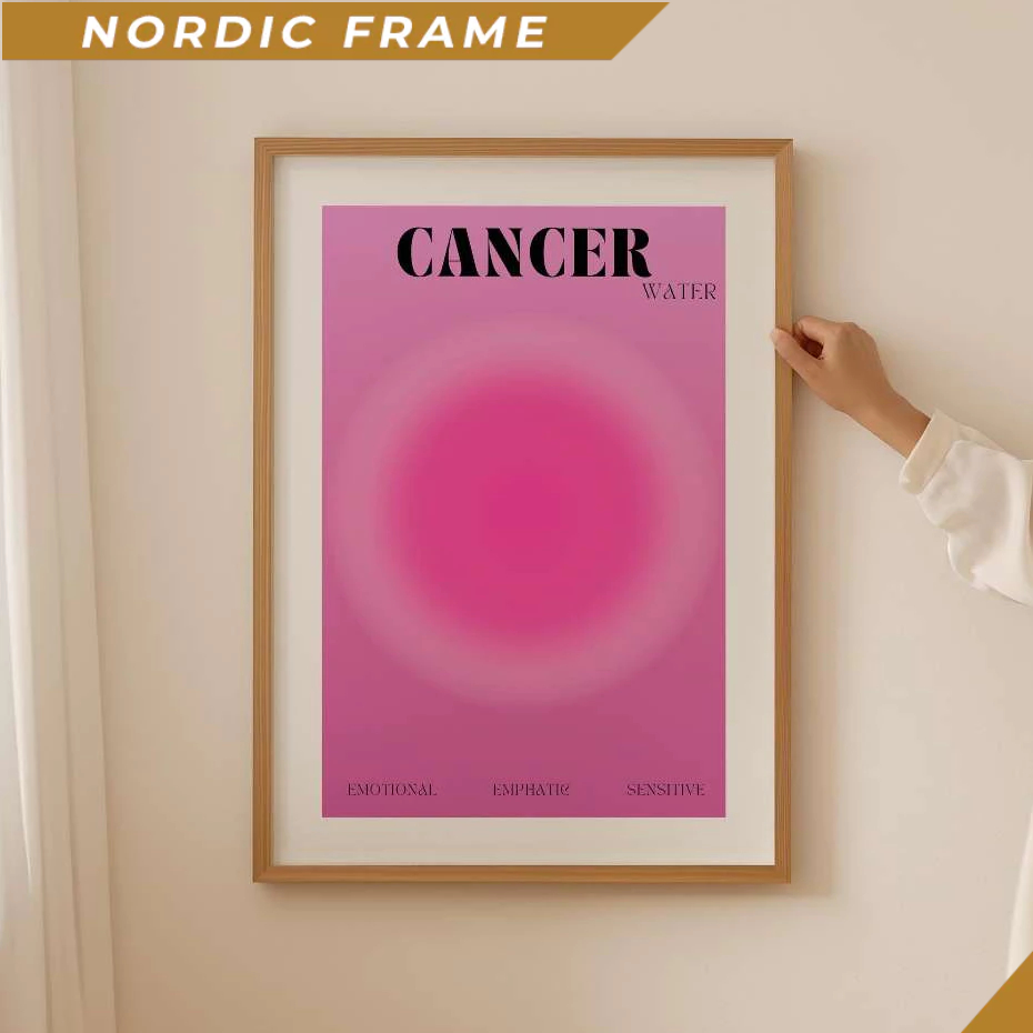 Tranh treo tường, Aura Cancer Zodiac Poster- Aesthetic Astrology Gifts, Manifestation Wall Art, Pink