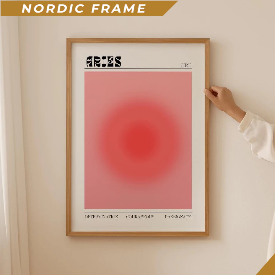 Tranh treo tường, Aries Aura Zodiac Poster- Pink Aura Print, Aesthetic Wall Art, Astrology Gift, Dop
