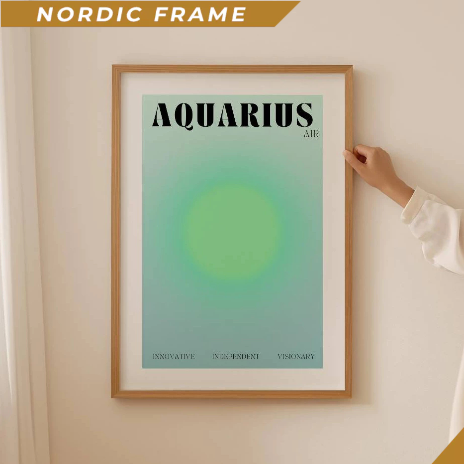Tranh treo tường, Aura Aquarius Poster- Zodiac Spiritual Print, Astrology Manifestation Decor, Aquar