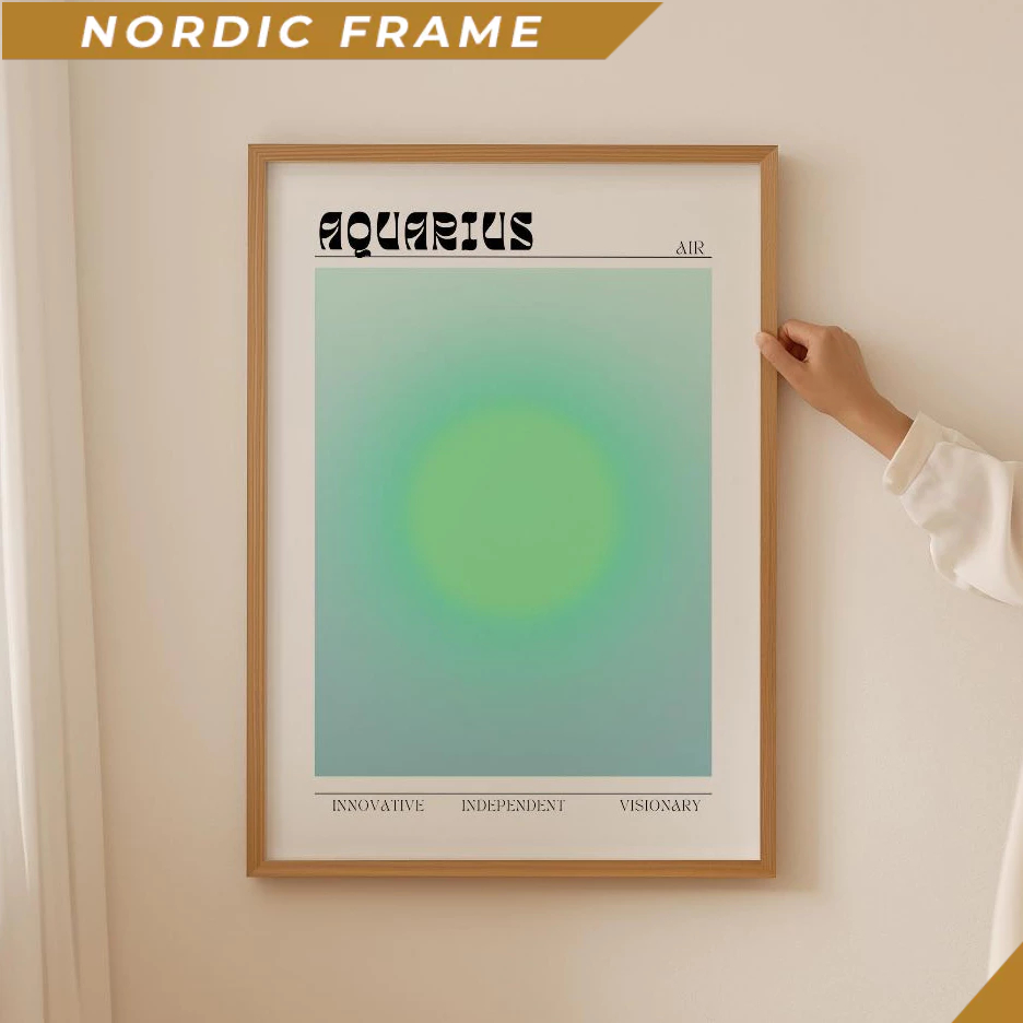 Tranh treo tường, Aquarius Aura Zodiac Poster- Astrology Aesthetic Wall Art, Manifestation Aquarius 