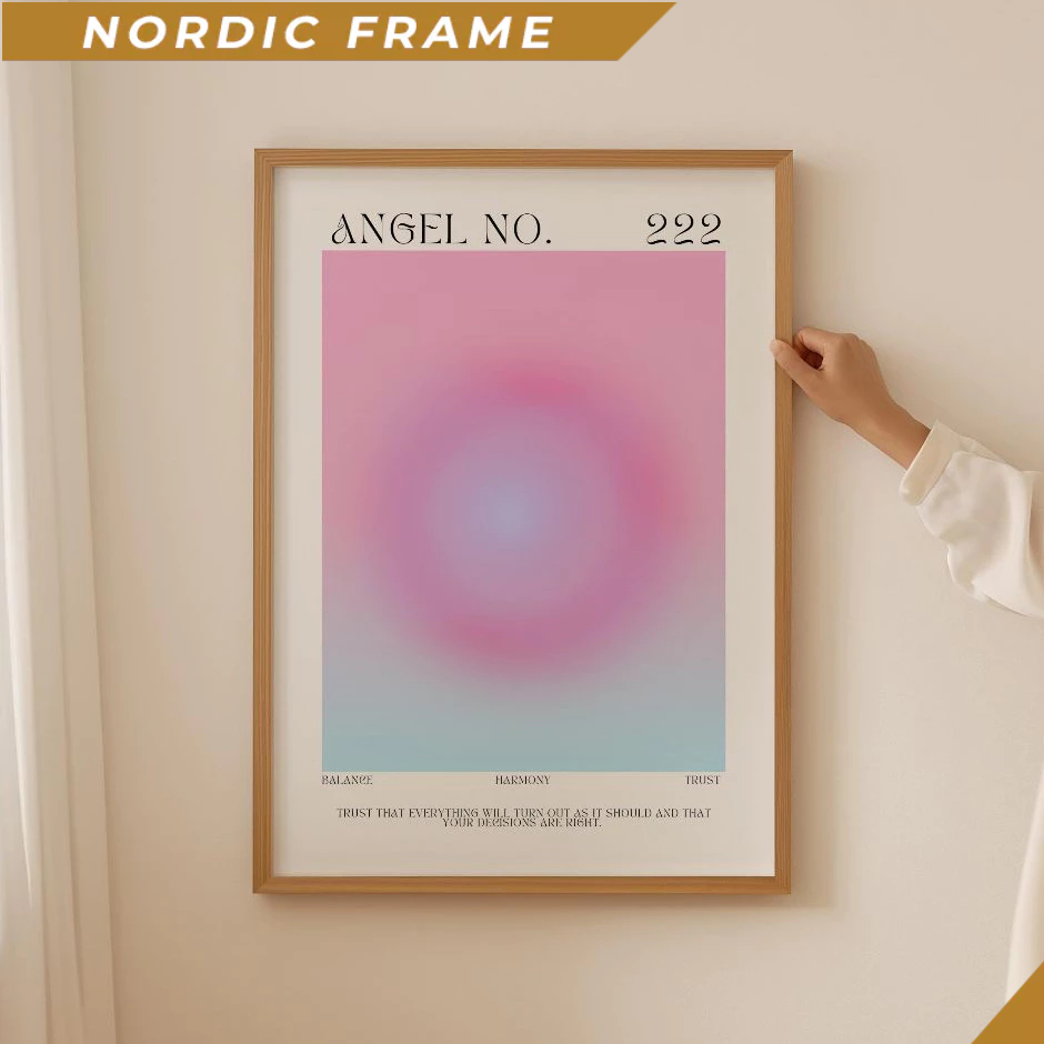 Tranh treo tường, Angel Number 222 Poster- Angel Aura Print, Manifest Gift for Aesthetic Room Decor,