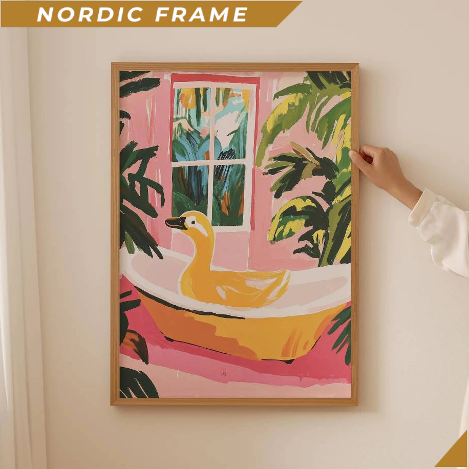 Tranh treo tường, Vintage Rubber duck Lover Poster– Trendy Bathtube Duck Wall Art, Funky Aesthetic B