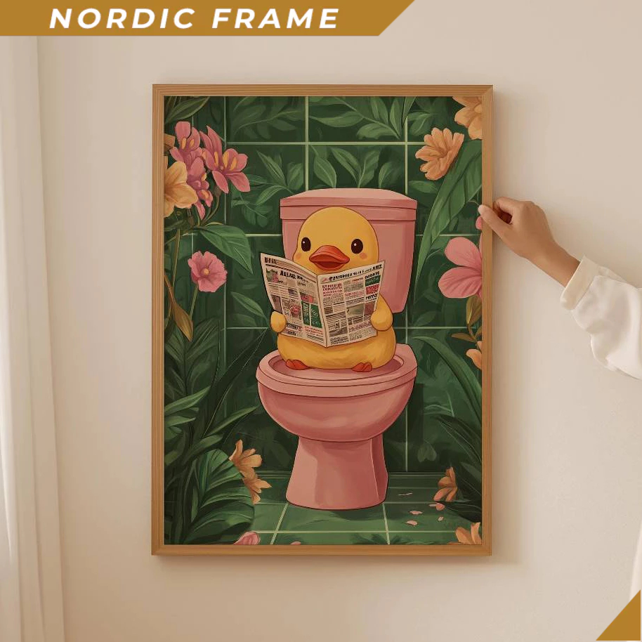 Tranh treo tường, Rubber duck Lover Poster– Trendy Duck Toilet Wall Art, Funky Aesthetic Bathroom de