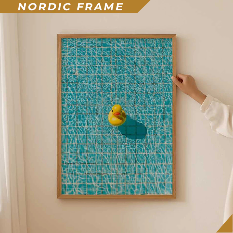 Tranh treo tường, Rubber Duck Print– Trendy Pool Duck Wall Art, Funky Aesthetic Bathroom decor, Dopa