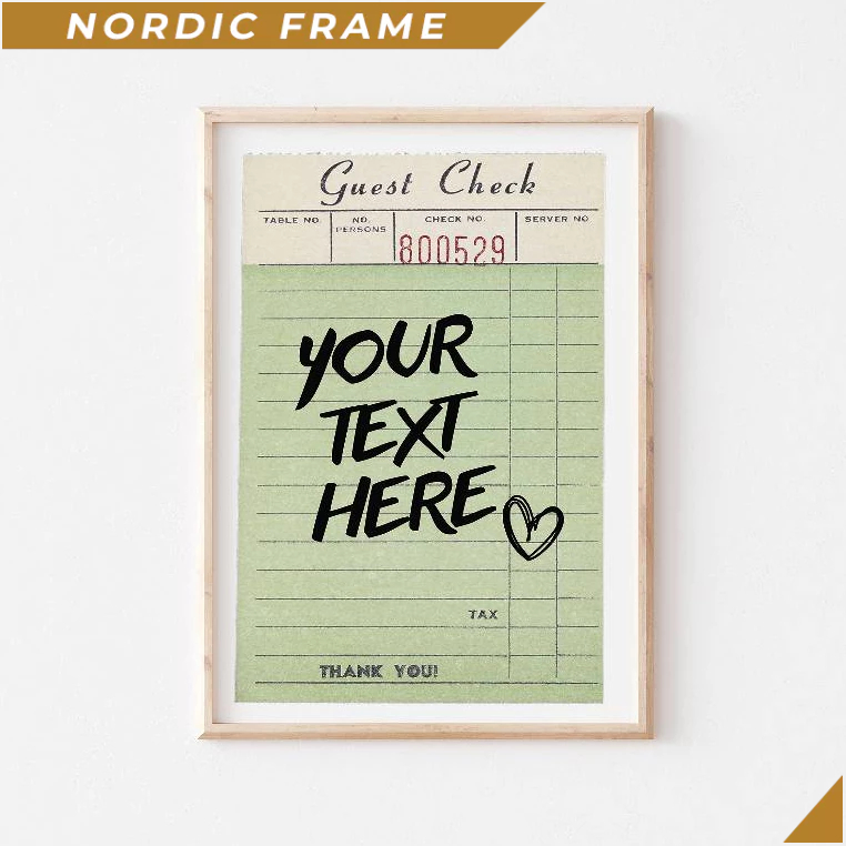 Tranh Treo Tường, Custom Guest Check Print, Trendy Guest Check Print, Retro Personalized Guest Check