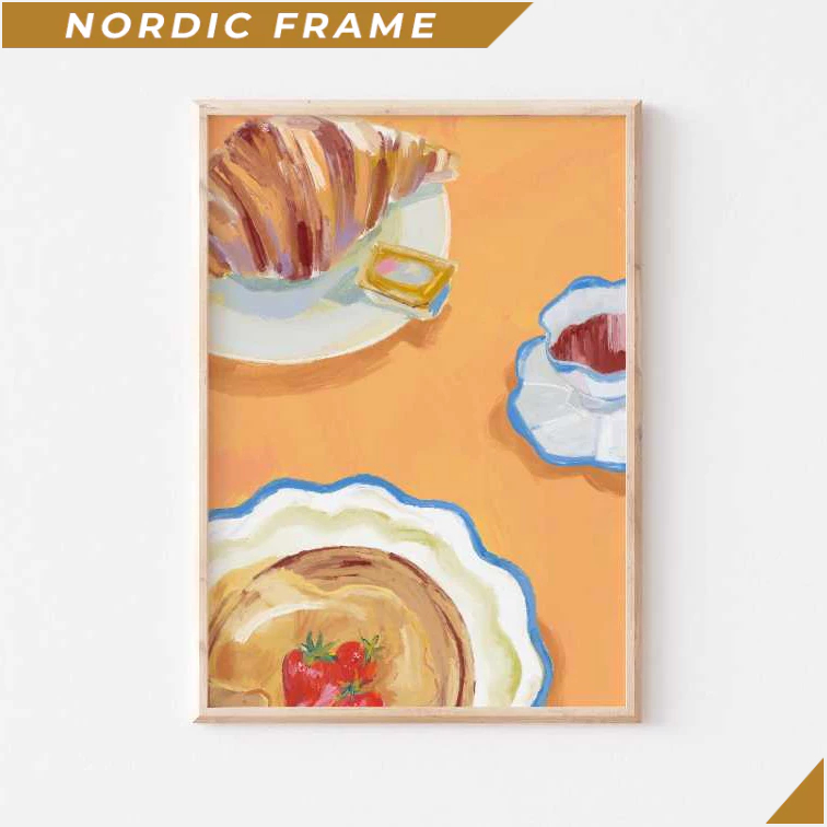 Tranh Treo Tường, Croissant Wall Art Print, Kitchen Wall Art, Trendy Home Decor, Food Print, Kitchen