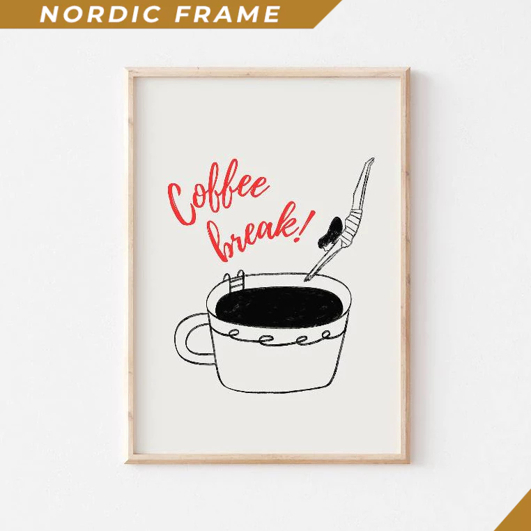 Tranh Treo Tường, Coffee Break Print, Trendy Coffee Bar Print, Retro Coffee Printable Art Poster, Co