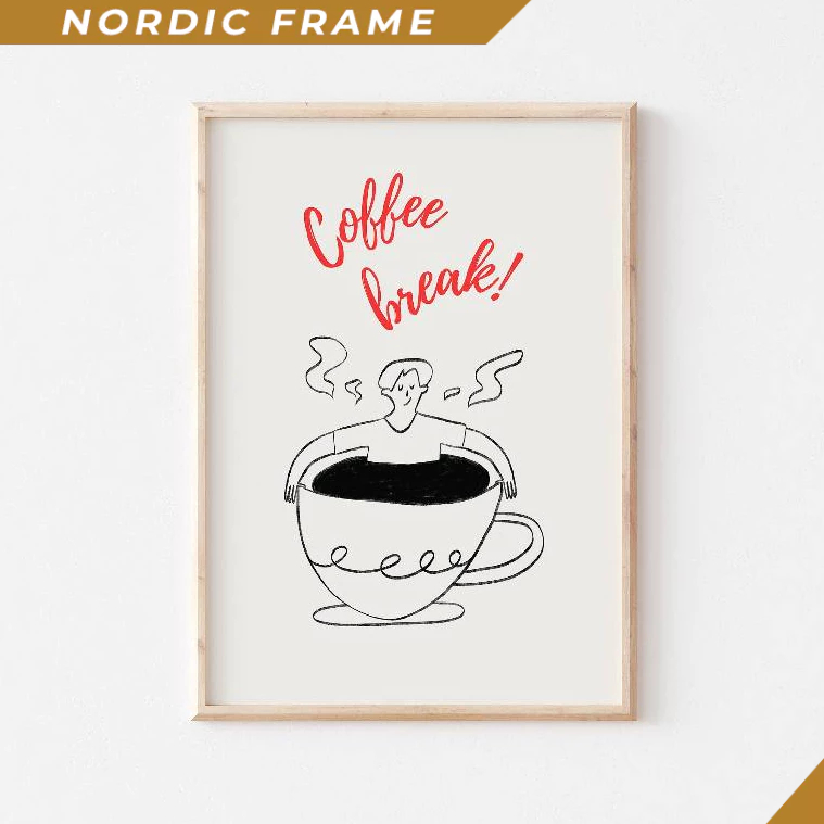 Tranh Treo Tường, Coffee Break Print, Trendy Coffee Bar Print, Retro Coffee Printabl Art Poster, Cof