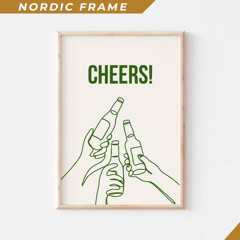 Tranh Treo Tường, Cheers Print, Bar Cart Print, Beer Cheers, Bar Cart Decor, Aesthetic Kitchen Decor