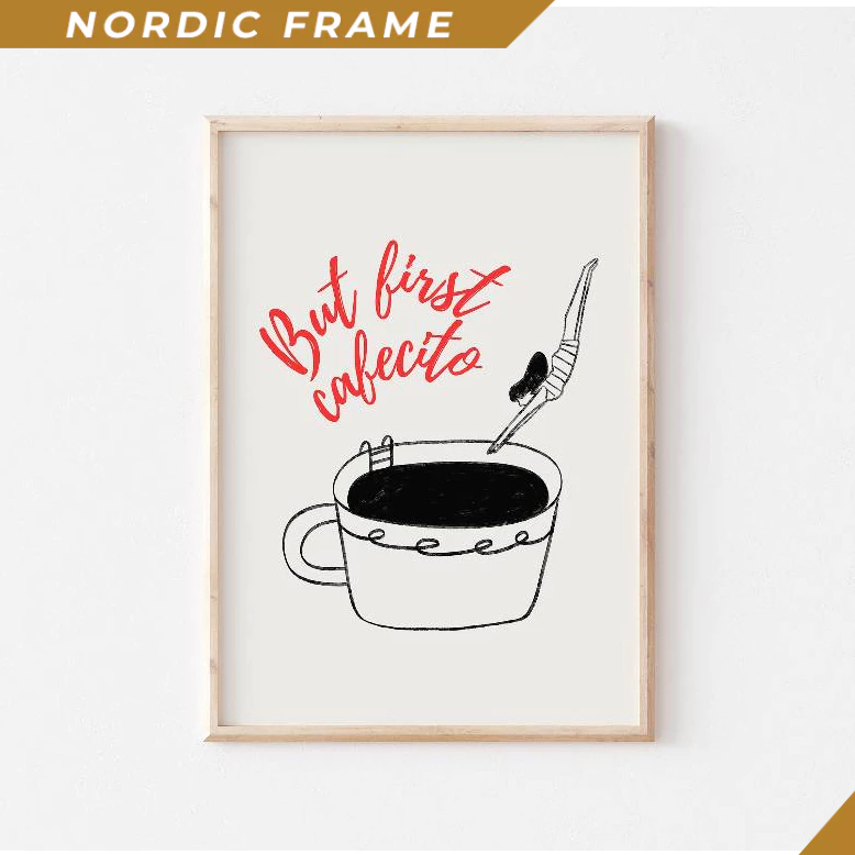 Tranh Treo Tường, But First Cafecito Print, Coffee Bar Print, Retro Coffee Printable Art Poster, Cof