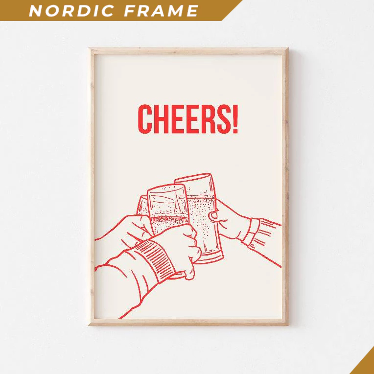 Tranh Treo Tường, Bar Cart Print, Beer Cheers Print, Bar Cart Decor, Retro Kitchen Wall Art, Bar Car