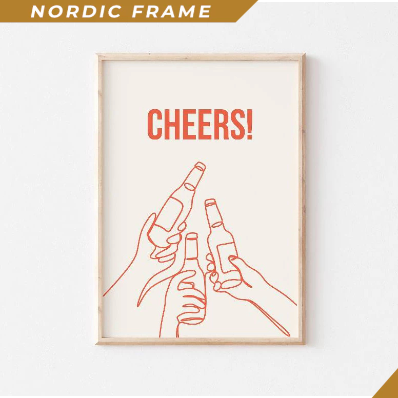 Tranh Treo Tường, Bar Cart Print, Beer Cheers Print, Bar Cart Decor, Retro Kitchen Wall Art, Bar Car