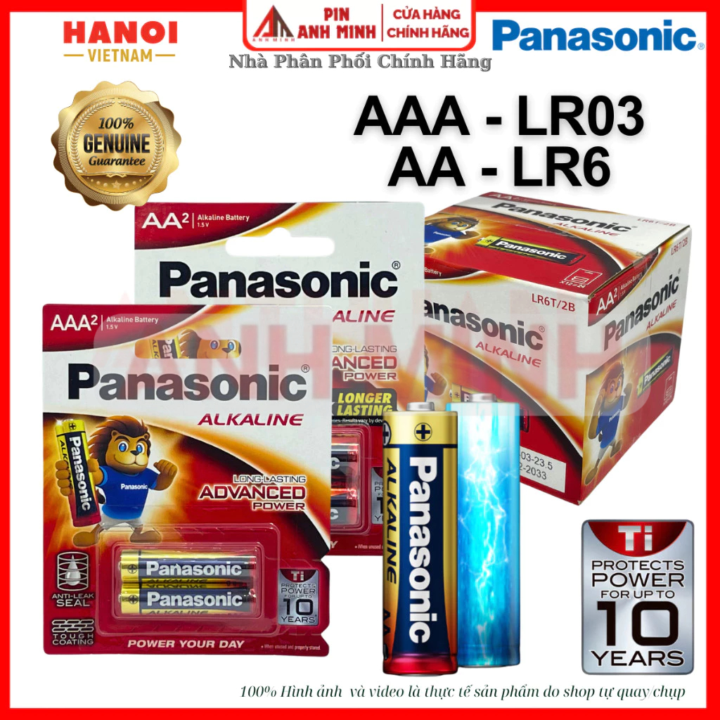 Pin AA - AAA Panasonic Alkaline vỉ 2 viên LR6T/2B - LR03T/2B Pin Tiểu / Đũa hàng chính hãng cao cấp