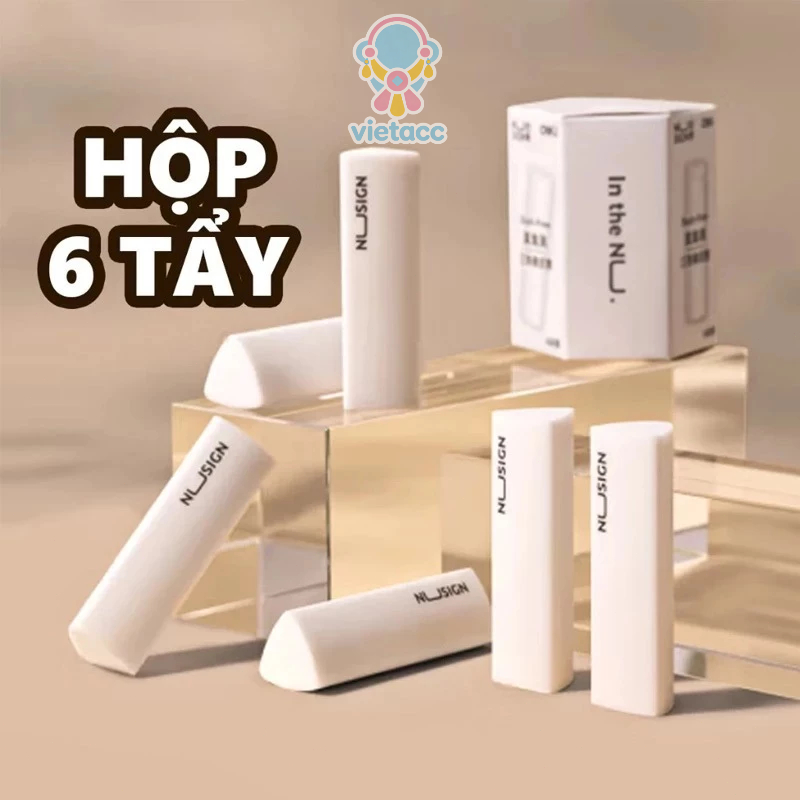 💥vietacc💥Hôp 6 Gôm Tẩy Siêu Sạch Deli Nusign Cao Cấp Tẩy Mềm Siêu Sạch Ít Vụn Không Mòn Rách Giấy Dụng Cụ Học Tập