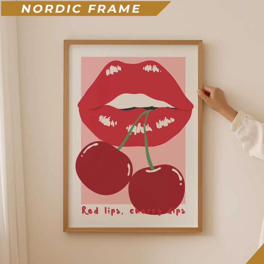 Tranh treo tường, Cherry Feminist Print, Aesthetic Wall Art for Coquette Room Decor, Cute and Girly 