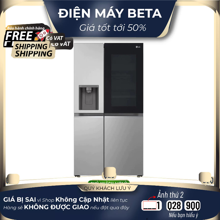 GR-G257SV - Tủ Lạnh LG Inverter 635 Lít Side By Side InstaView GR-G257SV- Bảo Hành Chính Hãng