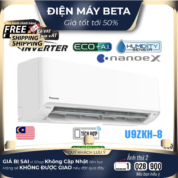 CU/CS-U9ZKH-8 -Máy Lạnh Panasonic Inverter 1.0HP CU/CS-U9ZKH-8