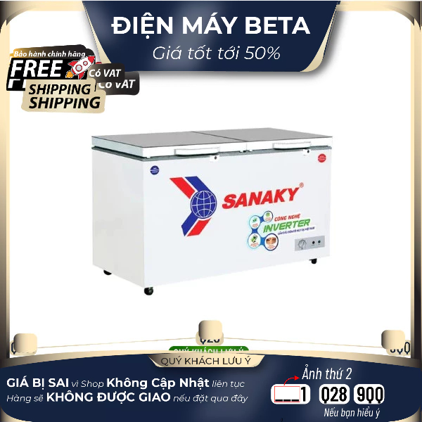 TỦ ĐÔNG MẶT KÍNH CƯỜNG LỰC SANAKY VH-2899W4K 2 CỬA,2 NGĂN 1 ĐÔNG 1 MÁT,220 LÍT