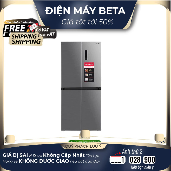 SJ-FX420V-SL - Tủ lạnh Sharp Inverter 362 lít SJ-FX420V-SL - Giao Hàng Toàn Quốc