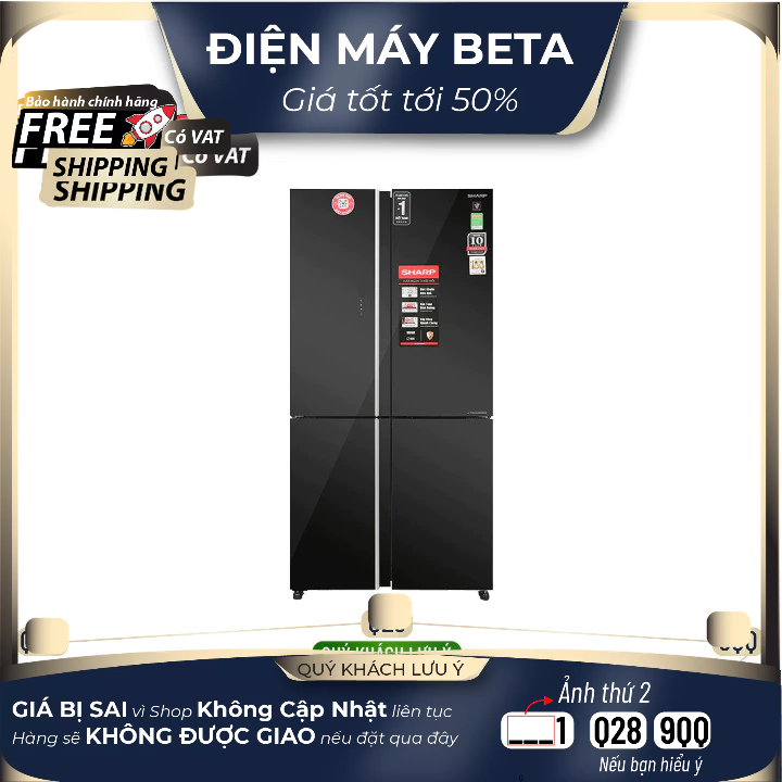 SJ-FXP640VG-BK Tủ lạnh Sharp Inverter 572 lít Multi Door SJ-FXP640VG-BK màu gương đen