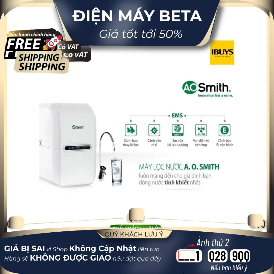 Máy Lọc Nước A. O. Smith AR75-A-S-2 - Lắp đặt miễn phí toàn quốc - Khuyến mại AOS TOTAL CARE  - DMK