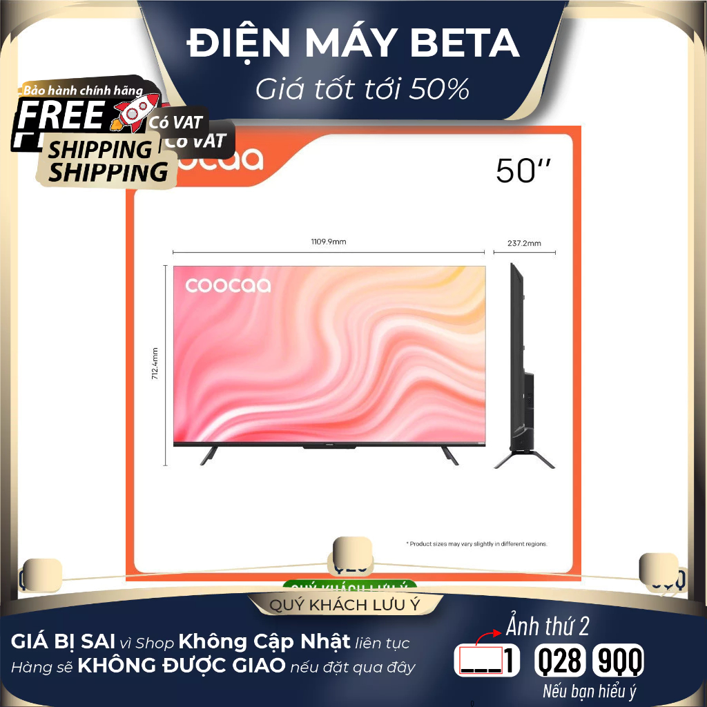 Google Tivi Coocaa 4K 50 Inch - Model 50Y72