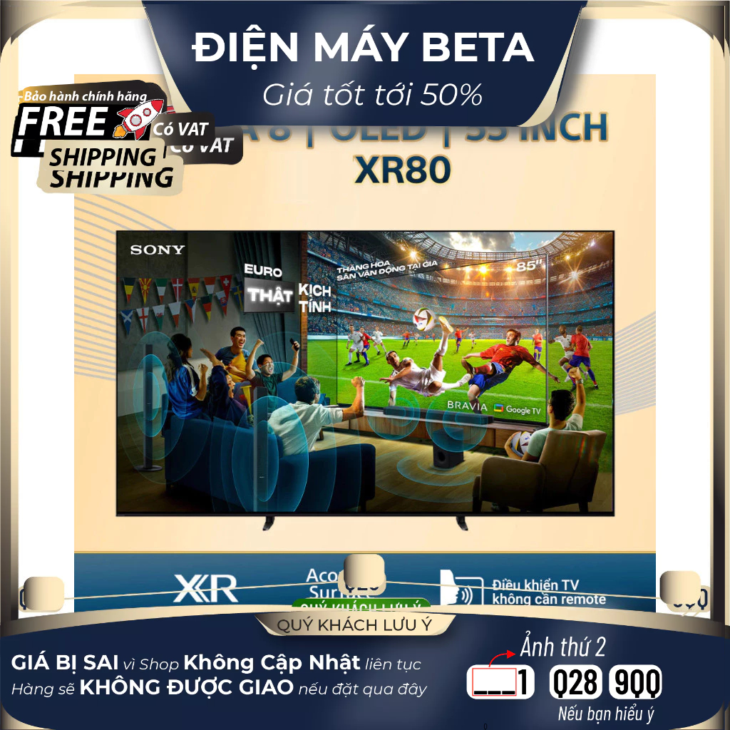 K-55XR80 / K-65XR80 - Google Tivi OLED Sony 4K XR80 (2024 ) BRAVIA 8