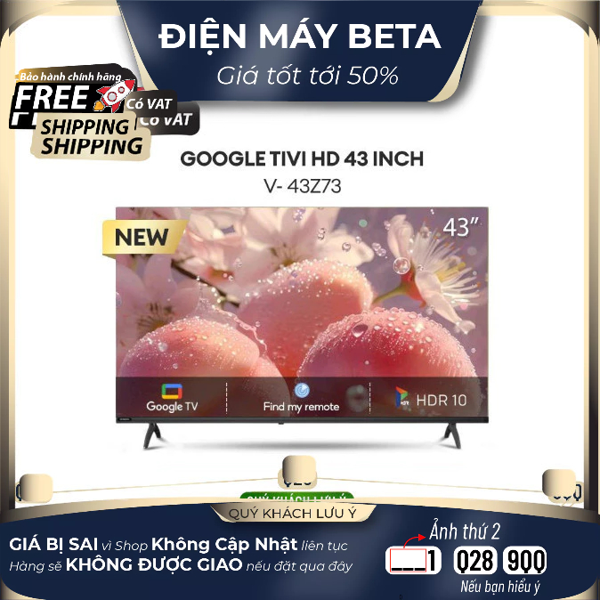 43Z73 - Smart Google Tivi Full HD Coocaa