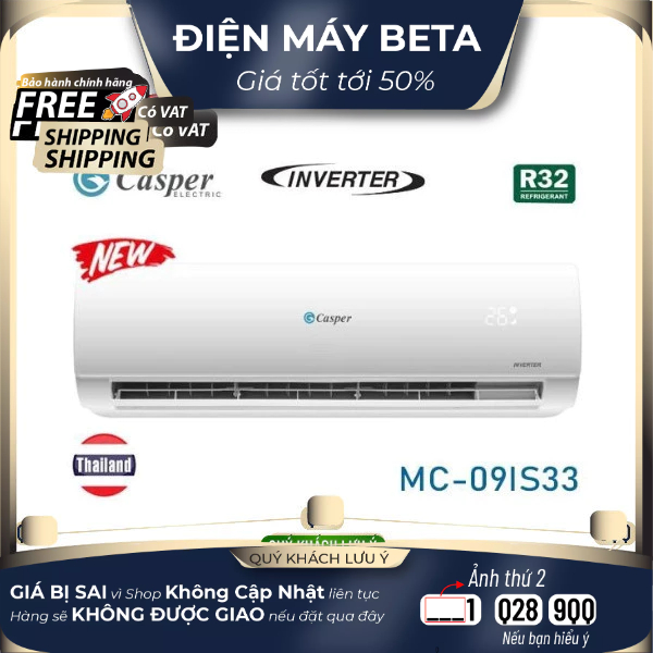 Điều hòa Casper inverter 1 chiều 9000 BTU MC-09IS33 Mới 100%
