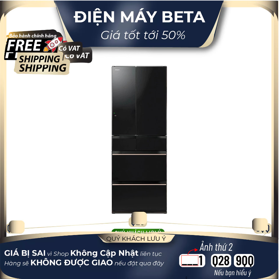 R-HW620RV(XK) - Tủ Lạnh Nhập Khẩu Nhật Bản 617L Hitachi (Ngăn chân không, Làm đá tự động)