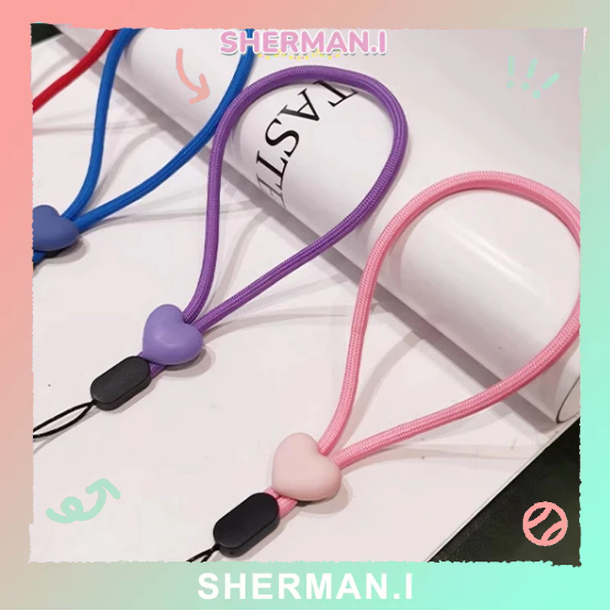 Dây đeo điện thoại bện nhiều màu sắc hình trái tim tình yêu khóa điều chỉnh-SN