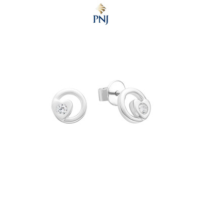 Bông tai Bạc đính đá PNJSilver trái tim XM00W060078
