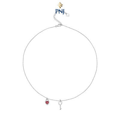 Dây cổ Bạc đính đá PNJSilver trái tim chìa khóa ZT00W060023