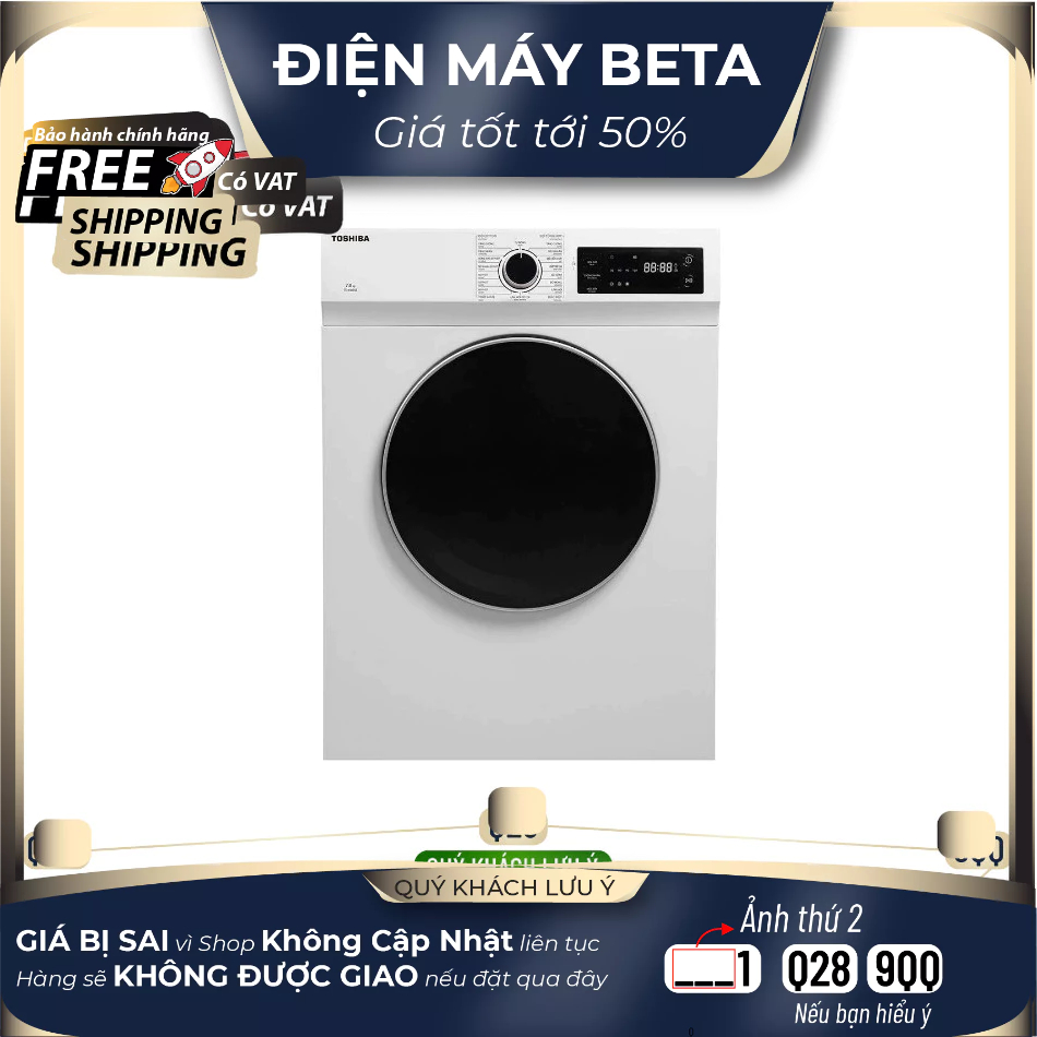 TD-H80SEV(WK) - Máy Sấy Thông Hơi 7.0Kg Toshiba TD-H80SEV (WK)