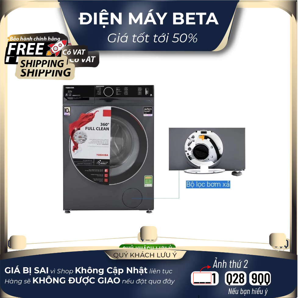 Máy giặt Toshiba Inverter 10.5 Kg TW-BK115G4V (MG) model 2020 Mới 100%