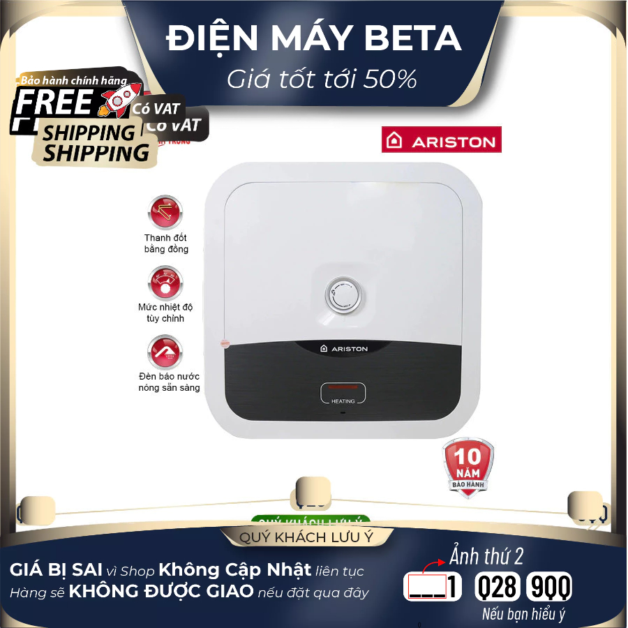 AN2 15R Bình nước nóng Ariston AN2 15R 2.5 FE (15/30L) - Bảo Hành 7 Năm