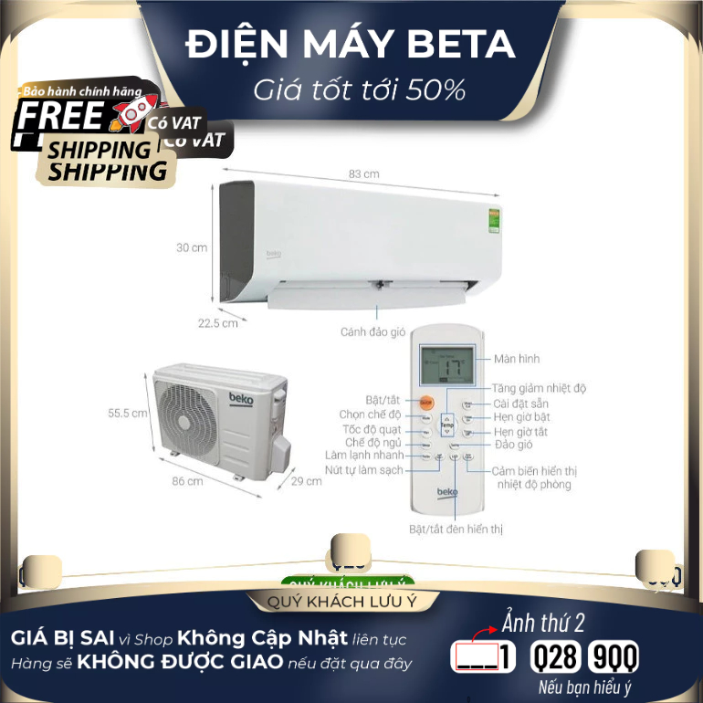 Điều hòa Beko Inverter 1 HP RSVH09VS 100% Bảo đảm