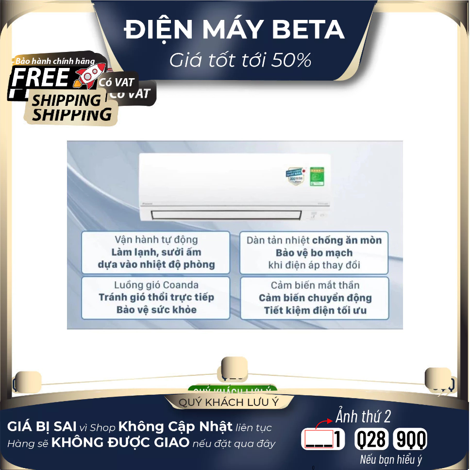 Điều hòa 2 chiều Daikin Inverter 1 HP FTHF25VAVMV Mới 2021 9000btu.  Mới 100%