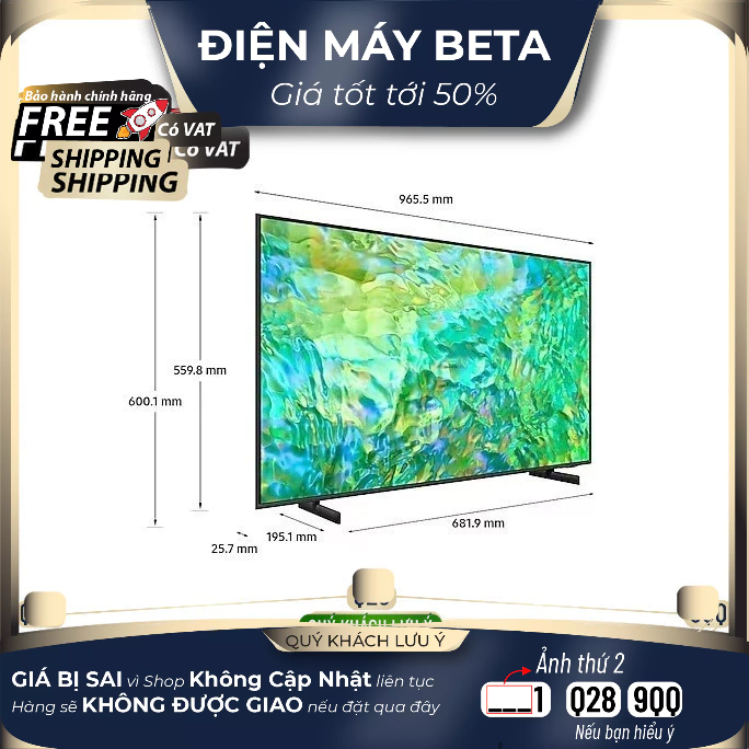 Smart Tivi Samsung 43 inch Crystal UHD 4K CU8000 - UA43CU8000 DMK