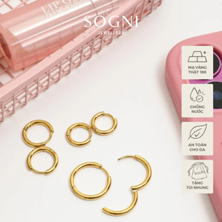 Bông tai tròn sát tai nữ Sleeper Thép không gỉ (Titan) mạ vàng PVD 18K SOGNI DDE0305066