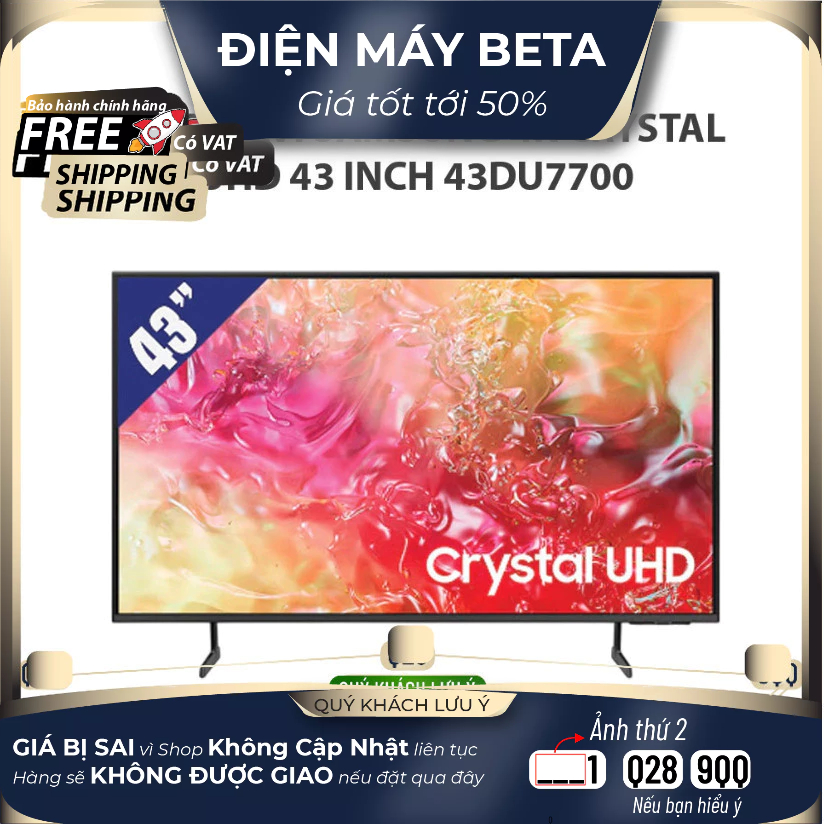 43DU7700 Smart Tivi Samsung 4K Crystal UHD 43 inch 43DU7700 - Bảo hành 24 tháng