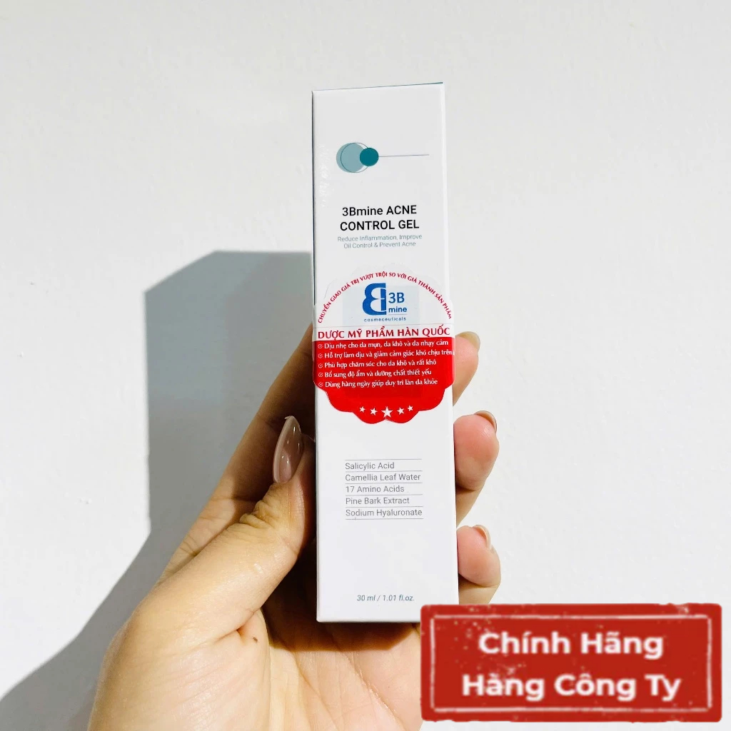 [Hàng cty] 3Bmine Acne Control Gel – Gel Dưỡng Ẩm Giúp Giảm Mụn Và Mờ Dần Vết Thâm, Cho Da Dầu Mụn