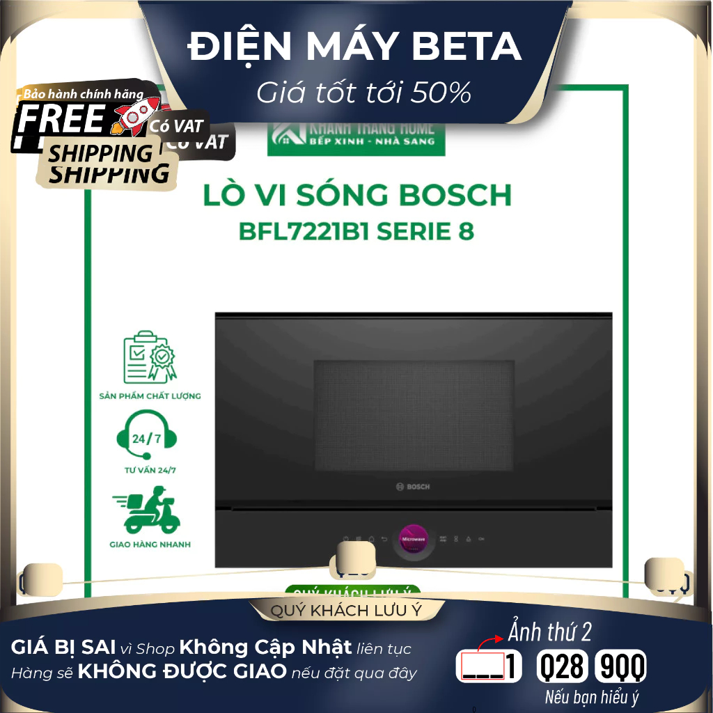 Lò vi sóng BOSCH BFL7221B1 SERIE 8 dung tích 21 lít chất liệu thép không gỉ cao cấp - Khánh Trang Ho