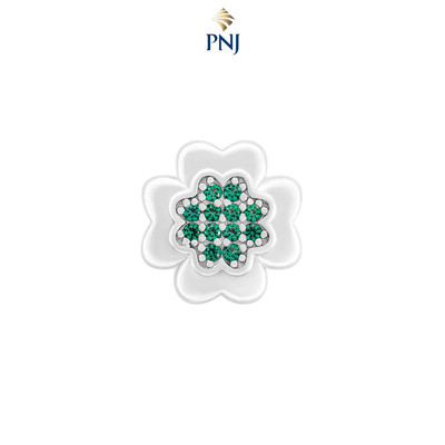 Hạt Charm Bạc đính đá PNJSilver cỏ 4 lá ZTXMW060097