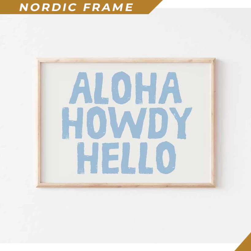 Tranh treo tường, Aloha Howdy Hello Print, Beach House Decor, Coastal Granddaughter Decor, Blue Coas