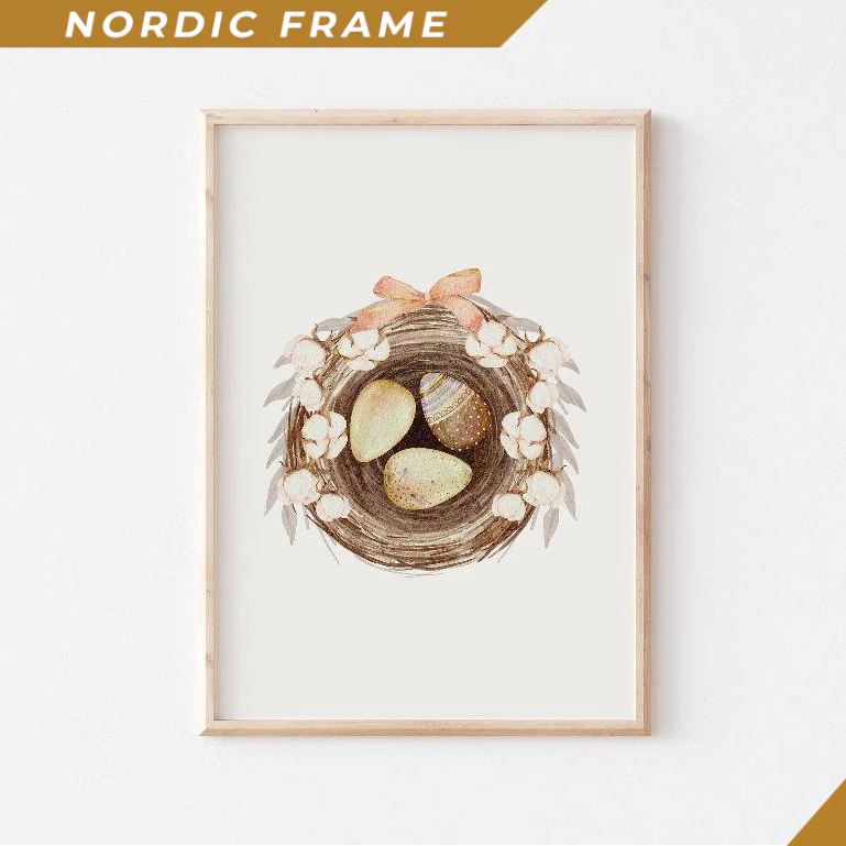 Tranh treo tường, Bird Nest Painting, Easter Eggs Art, Pastel Easter Art Print, Watercolor Easter Pr