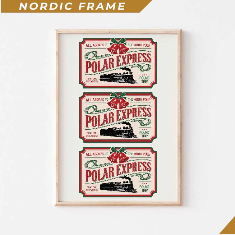 Tranh treo tường, North Pole Ticket Poster, Polar Express Ticket, Trendy Christmas Decor, Trendy Chr